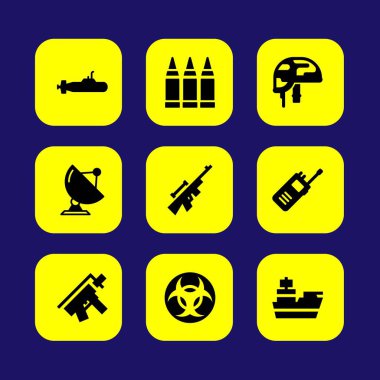 Silah vektör Icon set. av tüfeği, radar, tüfek ve kruvazör