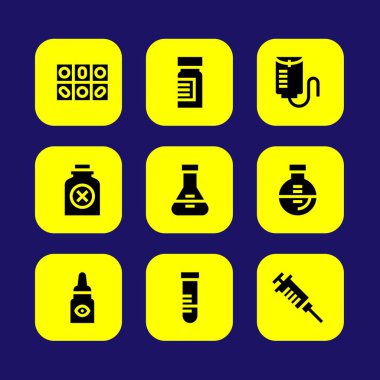 Tıp vektör Icon set. şırınga, zehir, hap ve tüp