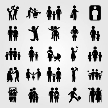 İnsanlar Icon set vektör. insan, iki oynama, dostum ve çocuklar çocuk