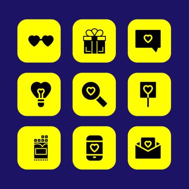 Sevgililer günü vektör Icon set. grafik, aşk mektubu ve sevgi mobil seviyorum