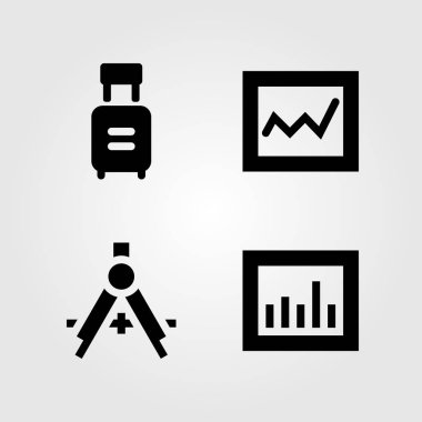 Eğitim Icons set. Vektör çizim Pusula, analytics ve arabası