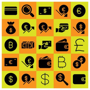 Para simge vektör ayarlayın. para, çanta, euro ve dolar para