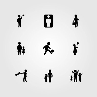 İnsanlar simge vektör ayarlayın. işadamı, oğul, kadın ve çocuk