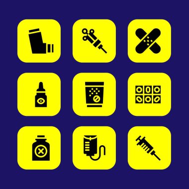 Tıp vektör Icon set. sayaç, tablet, şişe ve zehir