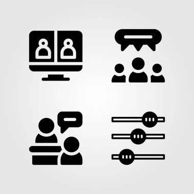 Tartışma vektör Icon set. video konferans, ayarları ve tartışma