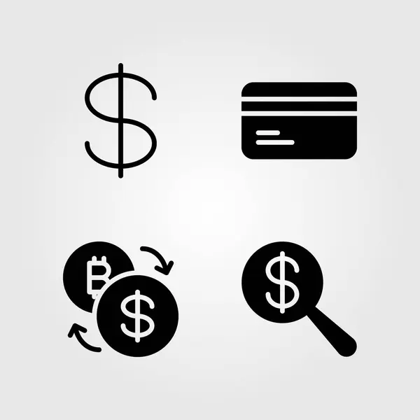 Conjunto de ícones bancários. Dólar de ilustração vetorial, cartão de crédito e câmbio —  Vetores de Stock