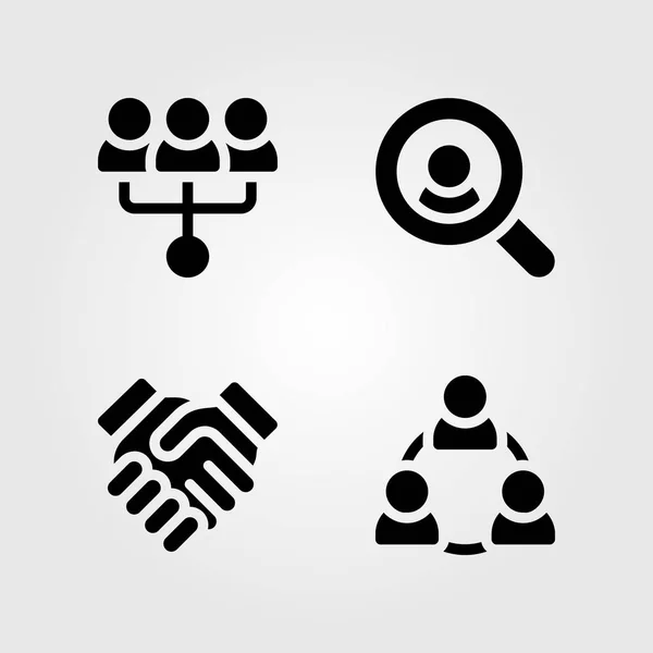 Set di icone vettoriali di discussione. incontro, ricerca, partenariato e lavoro di squadra — Vettoriale Stock