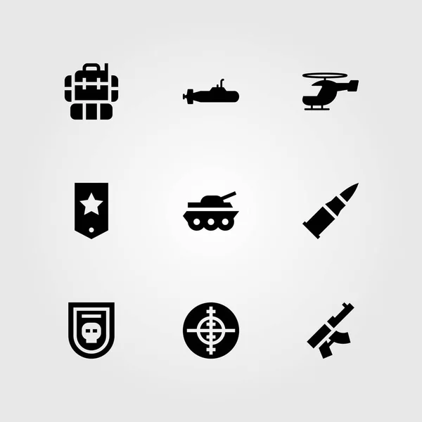 Wapen vector icon set. kogel, tank, chevron en doel — Stockvector