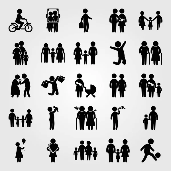 Humans icon set vector. daddy, old man, love and man — Stock Vector