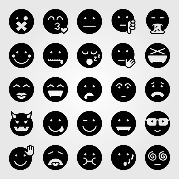 Emociones vector icono conjunto. secreto, guiño, raro y silencioso — Archivo Imágenes Vectoriales