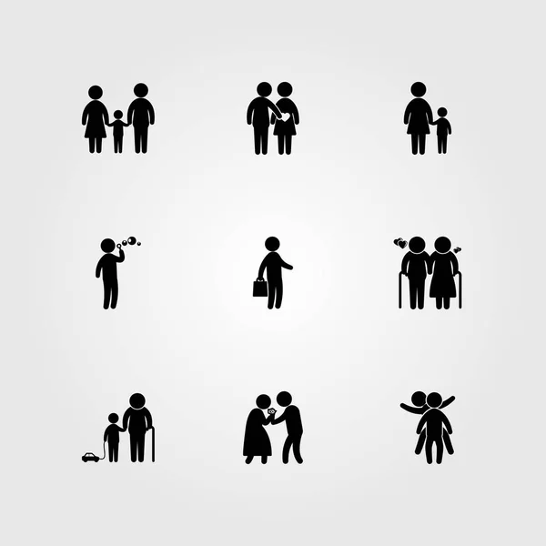 Icono humano vector conjunto. pareja, negocio, amor y abuelo — Archivo Imágenes Vectoriales