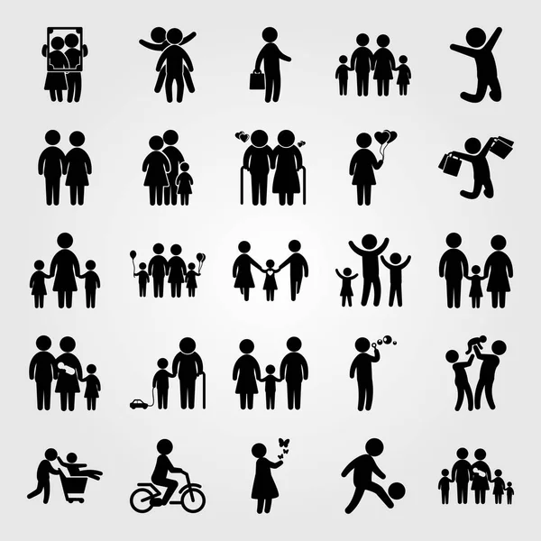 İnsanlar simge vektör ayarlayın. çocuk, kelebekler, futbolcu ve sevgi ile kız