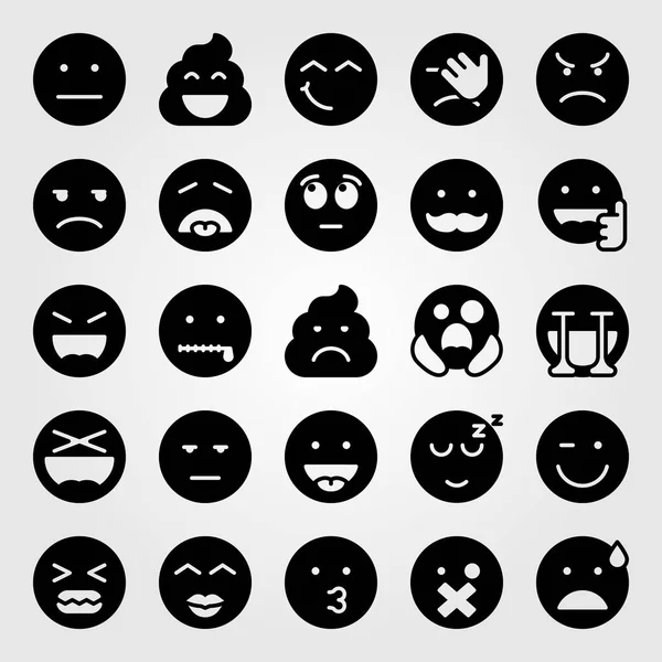 Emociones vector icono conjunto. asustado, enojado, lengua y decepción — Archivo Imágenes Vectoriales