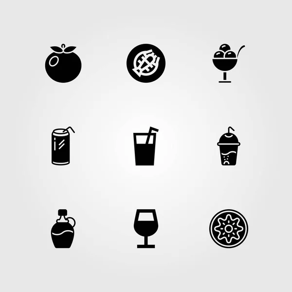 Alimentos y bebidas vector icono conjunto. kiwi, langosta, jugo y tomate — Archivo Imágenes Vectoriales