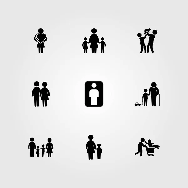 Menschen Icon Set Vektor. Vater, Sohn, Frau und Mensch — Stockvektor