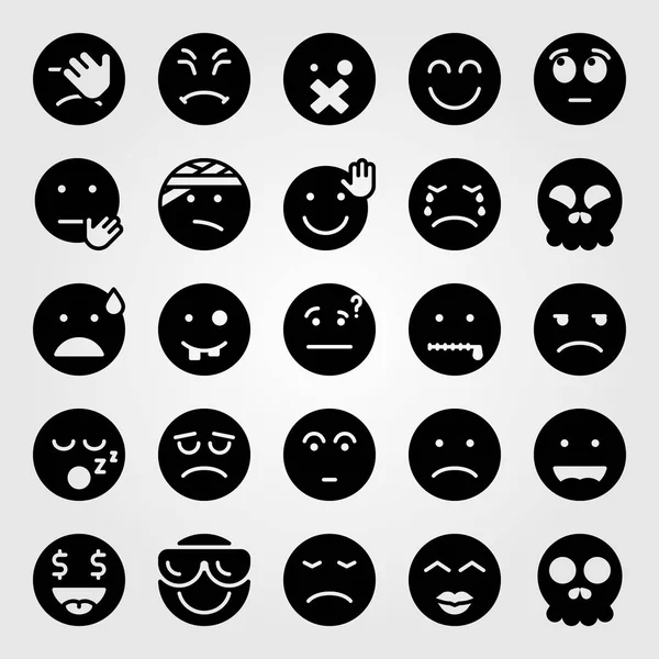 Emociones vector icono conjunto. llanto, secreto, parada y fea — Archivo Imágenes Vectoriales
