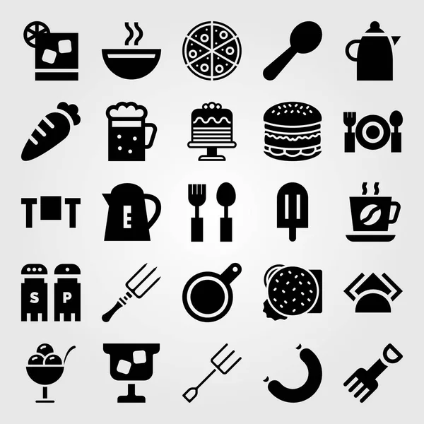 Restaurante vector icono conjunto. cerveza, helado, sal, pimienta y café — Archivo Imágenes Vectoriales