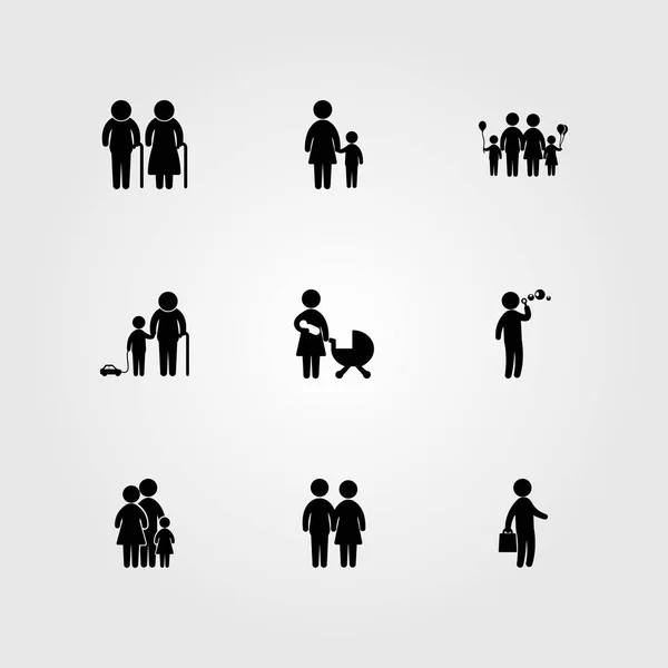 Icono humano vector conjunto. hombre de negocios, hombre, familia y humano — Vector de stock