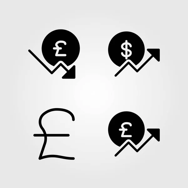 Bank icons set. Vector illustration coin and pound sterling — Stock Vector