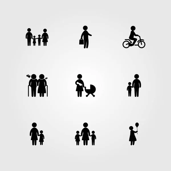 Icono humano vector conjunto. niño, padre, amor y familia — Vector de stock