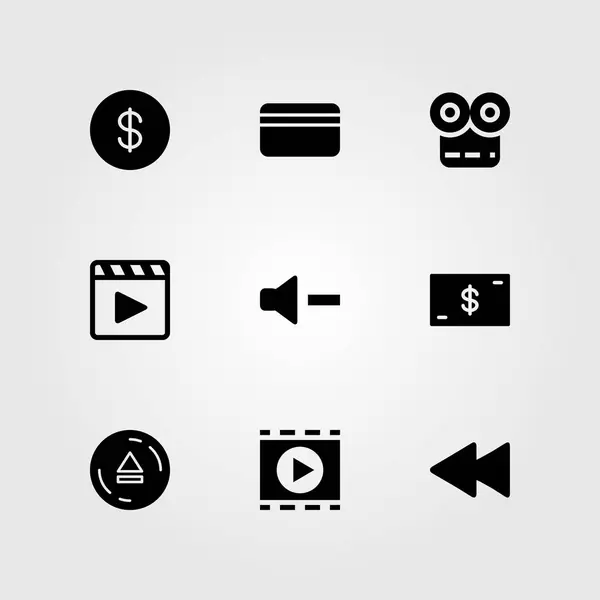 Botones vector icono conjunto. dólar, moneda dólar, moneda y eyectar — Archivo Imágenes Vectoriales