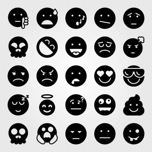 Emotions vector icon set. weird, dislike, sad and bored — Stock Vector