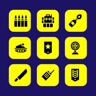 Silah vektör Icon set. bıçak, madde işaretleri, volki tolki ve amaç