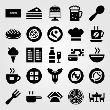 Restoran vektör Icon set. Pan, tablo, peçete ve Kahvaltı