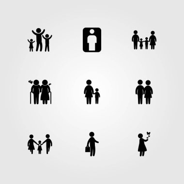 İnsanlar simge vektör ayarlayın. yaşlı kadın, iş, baba ve kadın