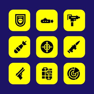 Silah vektör Icon set. tüfek, silah, bomba ve torpido