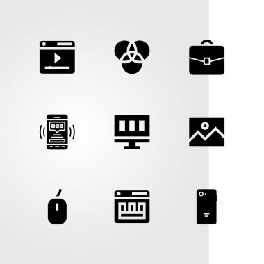 Web tasarım vektör Icon set. RGB, evrak çantası, smartphone ve ekran
