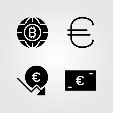 Para Icons set. Vektör çizim madeni para ve euro