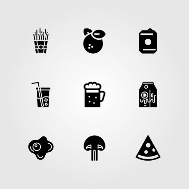 Yiyecek ve içecekler Icon set vektör. içki, mantar, bira ve cam