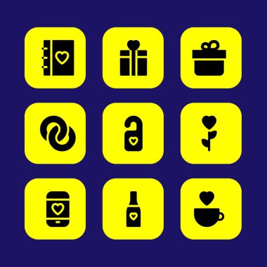 Sevgililer günü vektör Icon set. seviyorum Kupası, hediye, Sevgililer günü, gündem