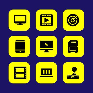 Teknoloji vektör Icon set. bilgisayar, tablet, film oynatıcı ve bellek