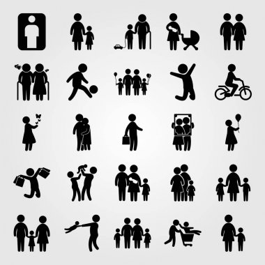 İnsanlar Icon set vektör. torunu, Bebek, atlama adam ve çıkarmaya