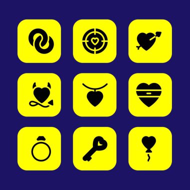 Sevgililer günü vektör Icon set. Sevgililer günü, yüzük, aşk hedef ve kalp