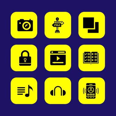 Temel vektör Icon set. katmanlar, tarayıcı, paneller ve asma kilit