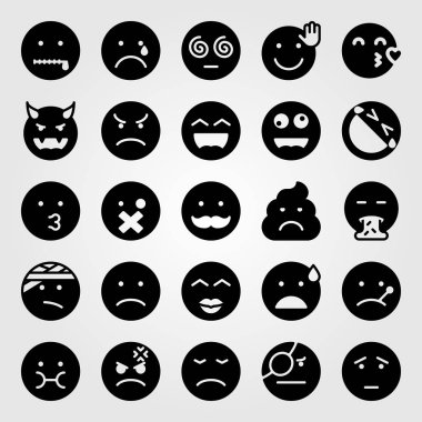 Duygular Icon set vektör. hasta, deli, sır ve Sevgililer günü