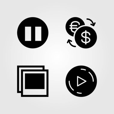 Düğmeler simgeler kümesi. Vektör çizim fotoğraf, Duraklat, exchange ve yürüt düğmesi