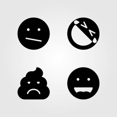 Duygular Icon set vektör. gülümseme, gülen, kahkaha ve garip