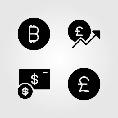 Para Icons set. Vektör çizim sikke, Polonya Zlotisi ve Doları