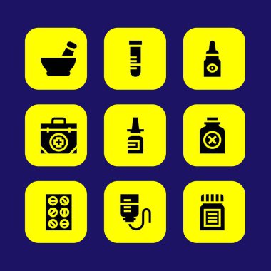 Tıp vektör Icon set. tüp, zehir, tüp ve tıp