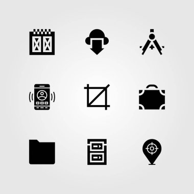 Web tasarım vektör Icon set. bulut indir, evrak çantası, smartphone ve duyarlı