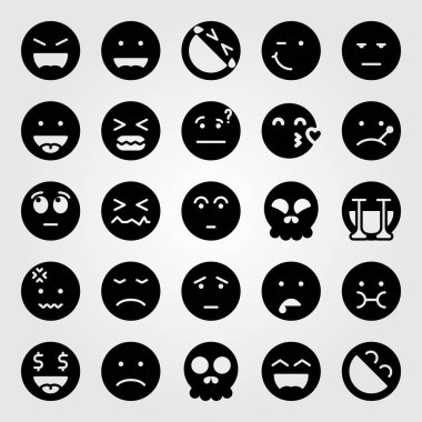 Duygular Icon set vektör. saçmalamak, gül, Sevgililer günü ve düşünme