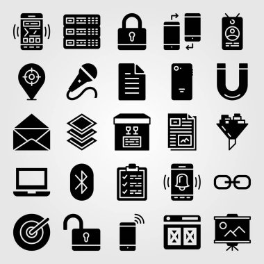 Temel vektör Icon set. sunum, bağlantı, kilit ve yer tutucu