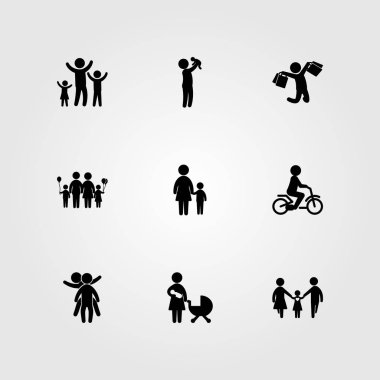 İnsanlar simge vektör ayarlayın. Anne, baba, Bebek ve anne ile bebek