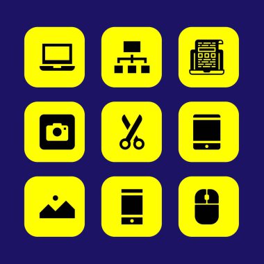 Web tasarım vektör Icon set. makas, Site Haritası, smartphone ve dizüstü