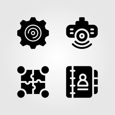 Tartışma vektör Icon set. ayarları, gündem, bulmaca ve projektör