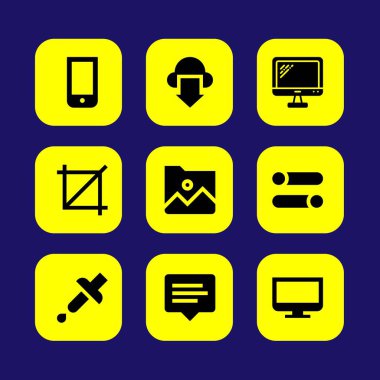 Web tasarım vektör Icon set. monitör, smartphone, kaymak ve sohbet